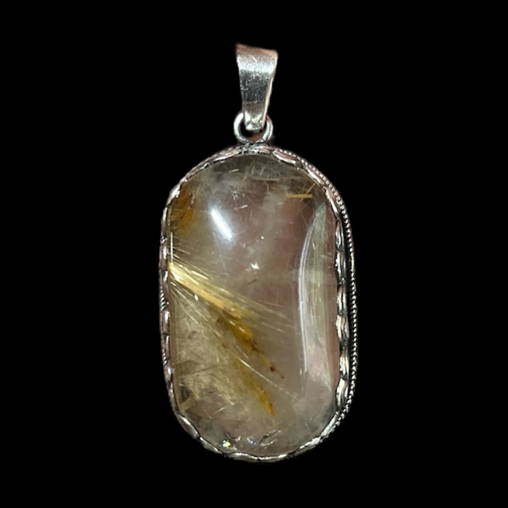 Rutile Quartz Rutilated Quartz Pendant set in Sterling Silver 925 Handmade Nepal